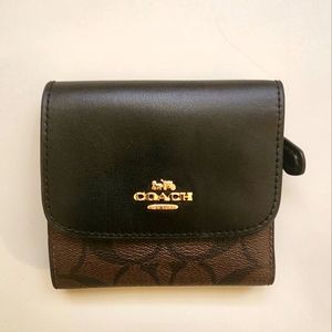 Coach Small Wallet with Button Closure and Zipper Pouch